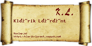 Klárik Lóránt névjegykártya